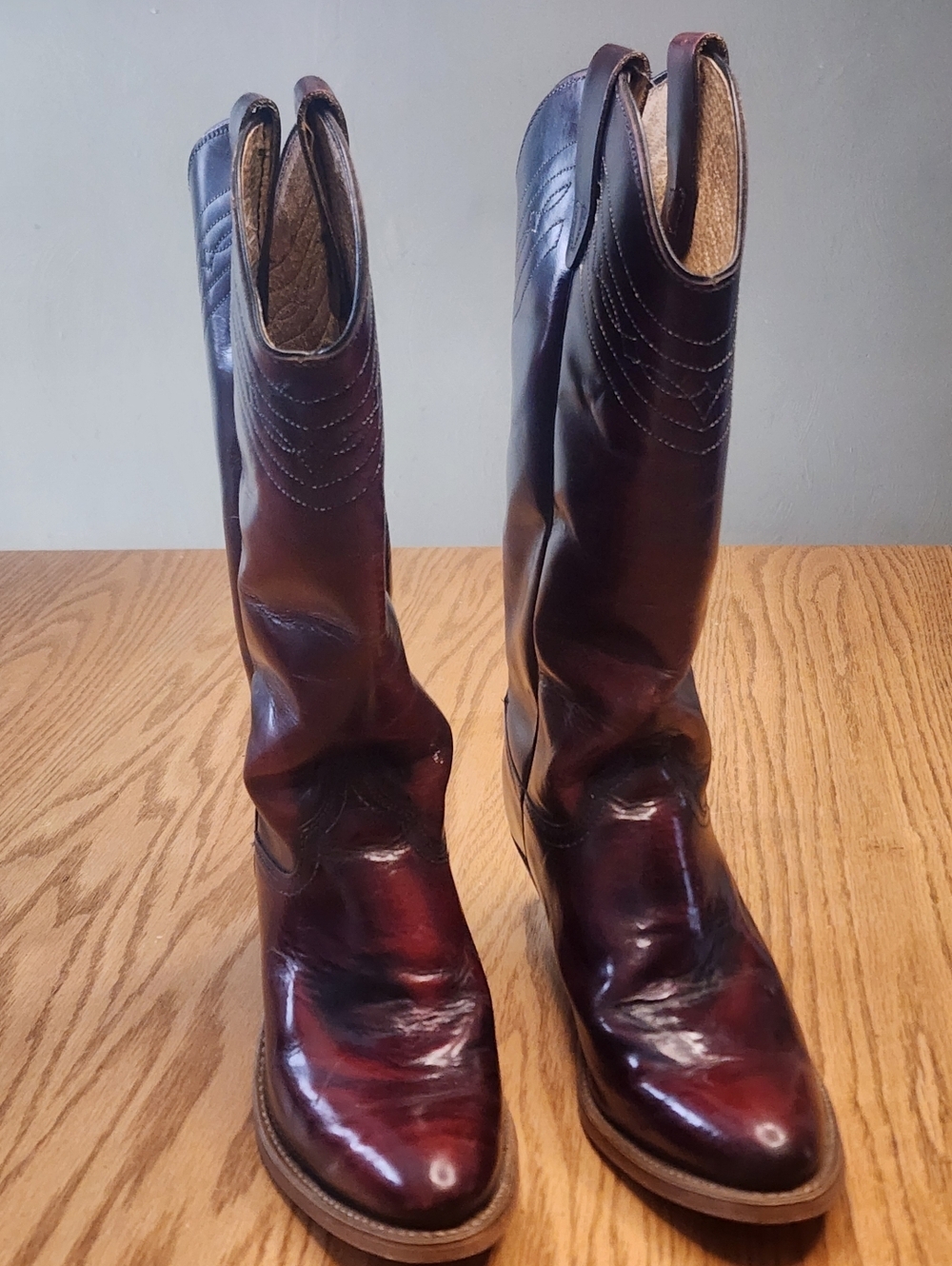 Leather Vintage Cowboy Boots Cherry Men Size 7 Concert Festival Country Bohemian - Picture 4 of 12